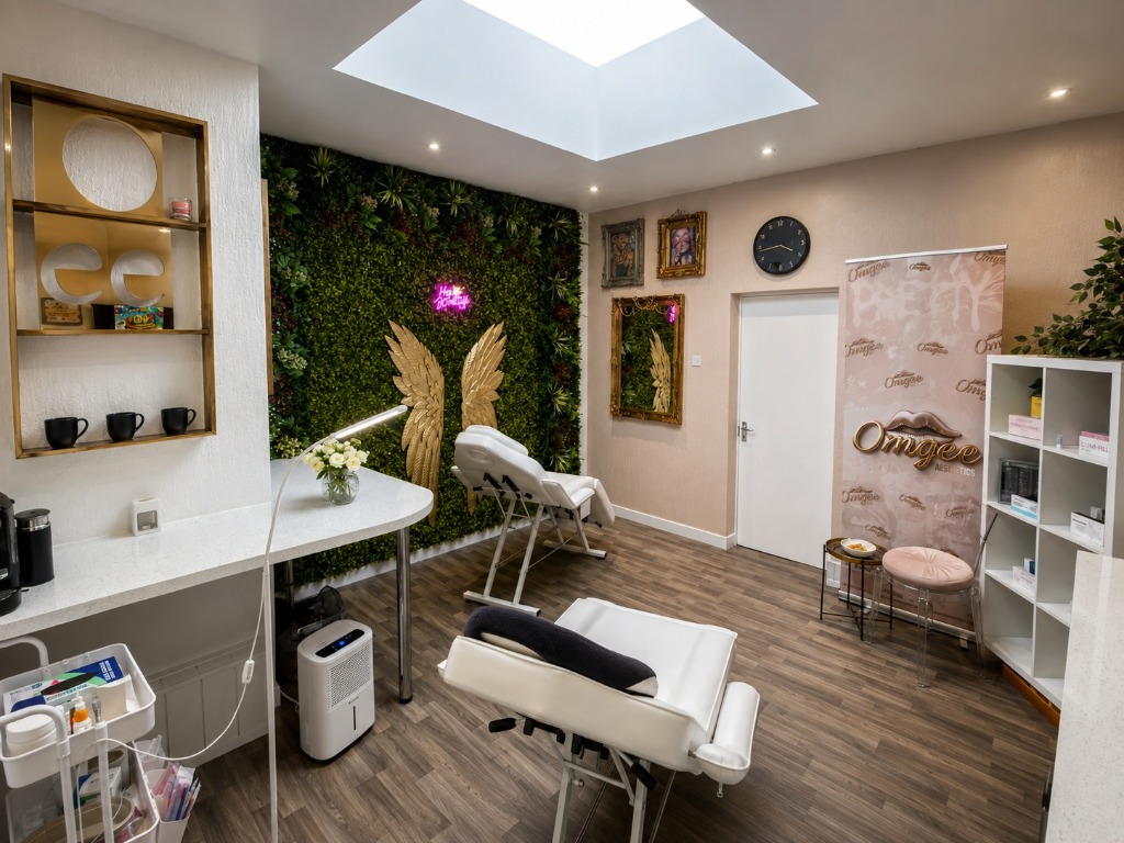 Omgee Aesthetics Salon Wall and Branding